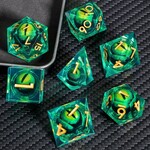 Dice Habit Sharp Edge Dragon Eye Specimen Green Polyhedral 7 die set