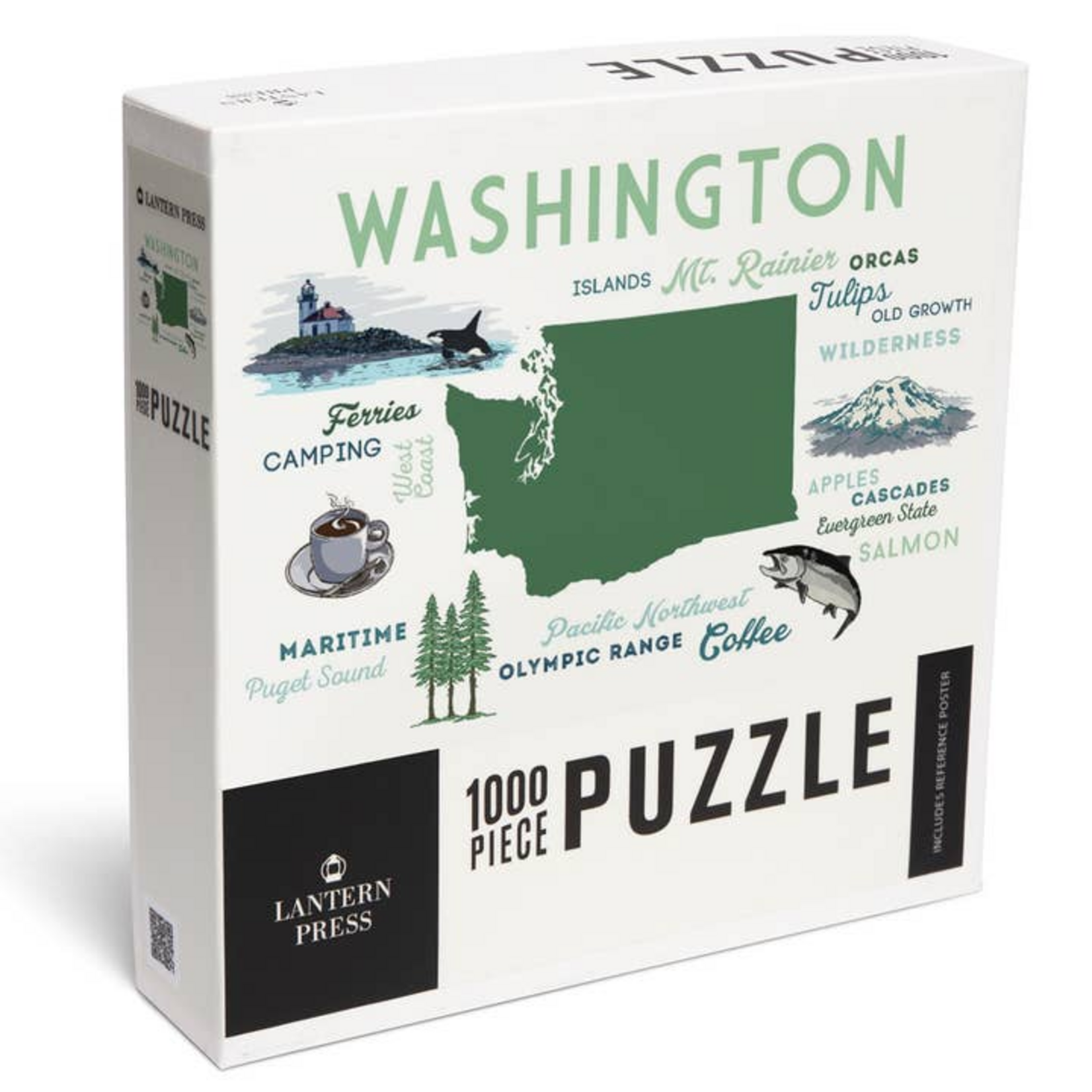 Lantern Press 1000 pc Puzzle Washington Typography and Icons