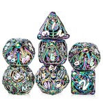 Dice Habit Hollow Dice Set Skeleton Iridescence and White Polyhedral 7 die set