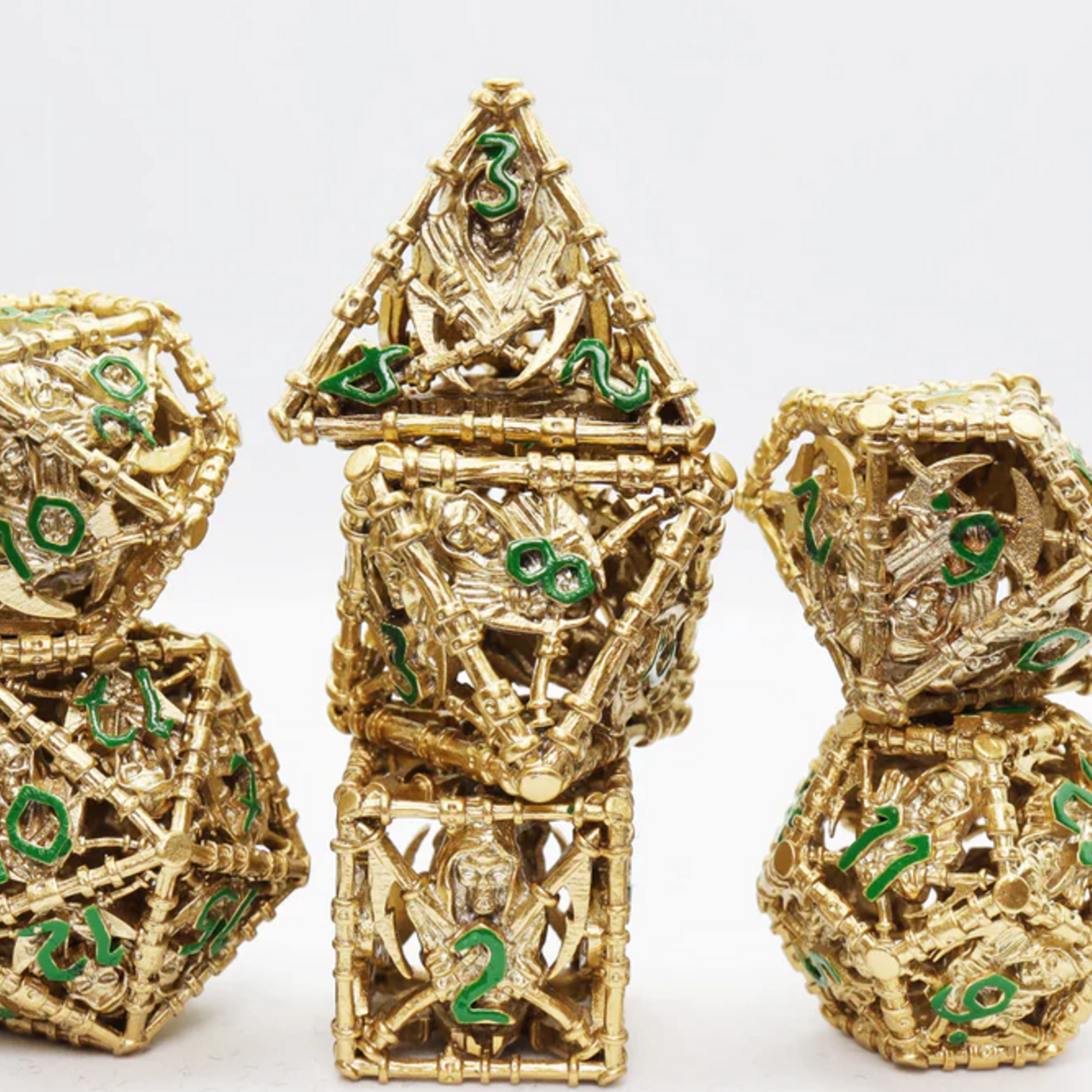 Foam Brain Games Grim Scythe Gold Metal RPG dice 7 die set