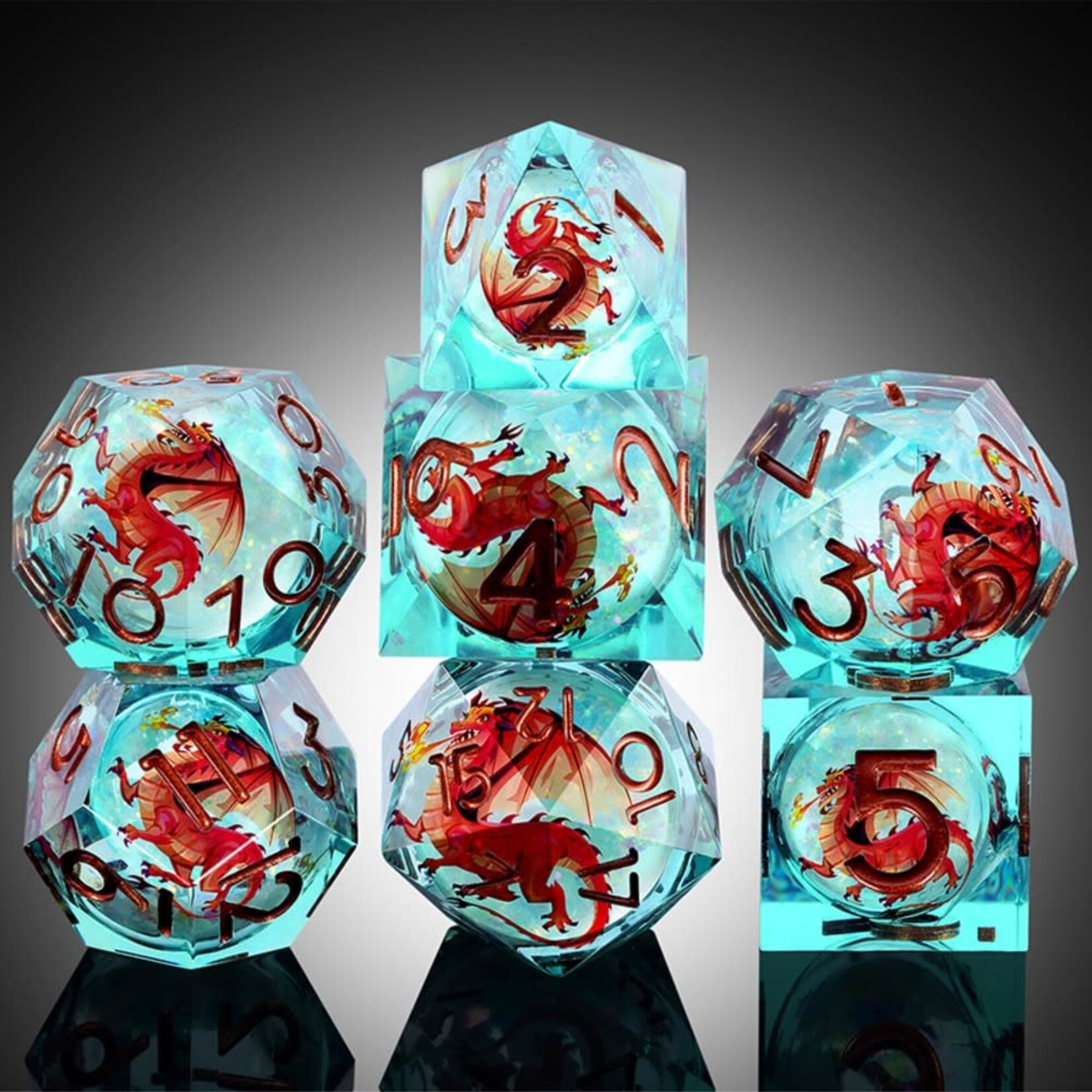 Dice Habit Liquid Core Dragon Pyra Polyhedral 7 Die Set