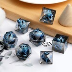 Dice Habit Sharp Edge Dragon Eye Blue Polyhedral 7 die set