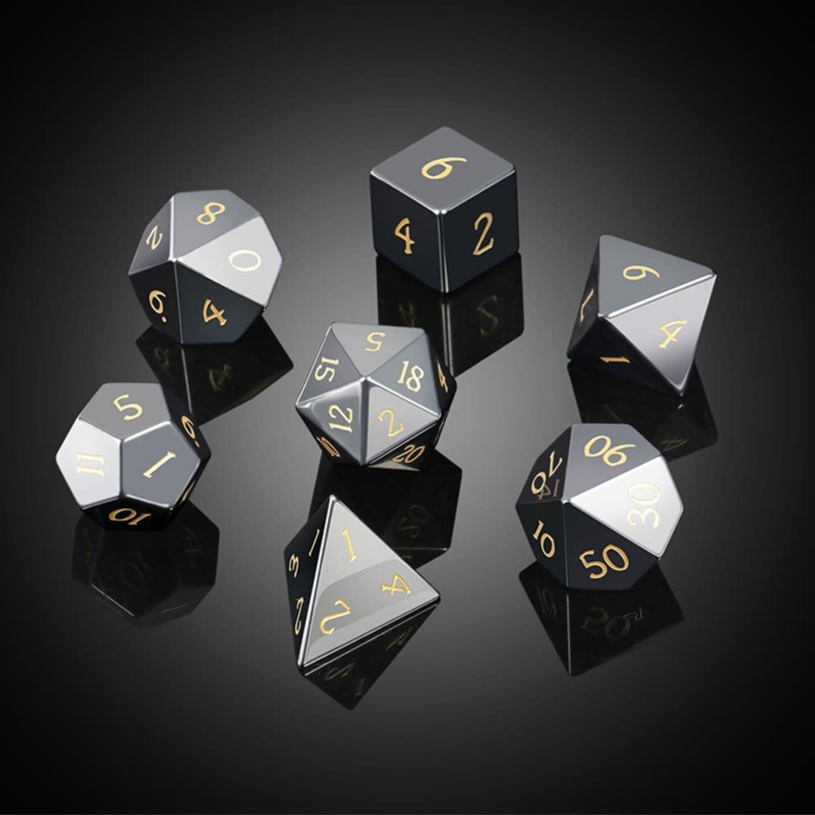 Dice Habit Gemstone Hematite Synthetic Polyhedral 7 die set