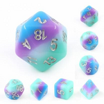 Fennek and Finch Rainbow Dash Opaque Blue Purple Polyhedral 7 die set