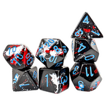 Chessex Chessex Brush Dark Side Black and Red w/ Blue Polyhedral 7 die set