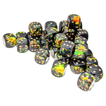 Chessex Chessex Brush Deep Forest Black and Green w/ Orange 12 mm d6 36 die set