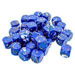 Chessex Chessex Brush Wavebreak Blue and White w/ Gold 12 mm d6 36 die set