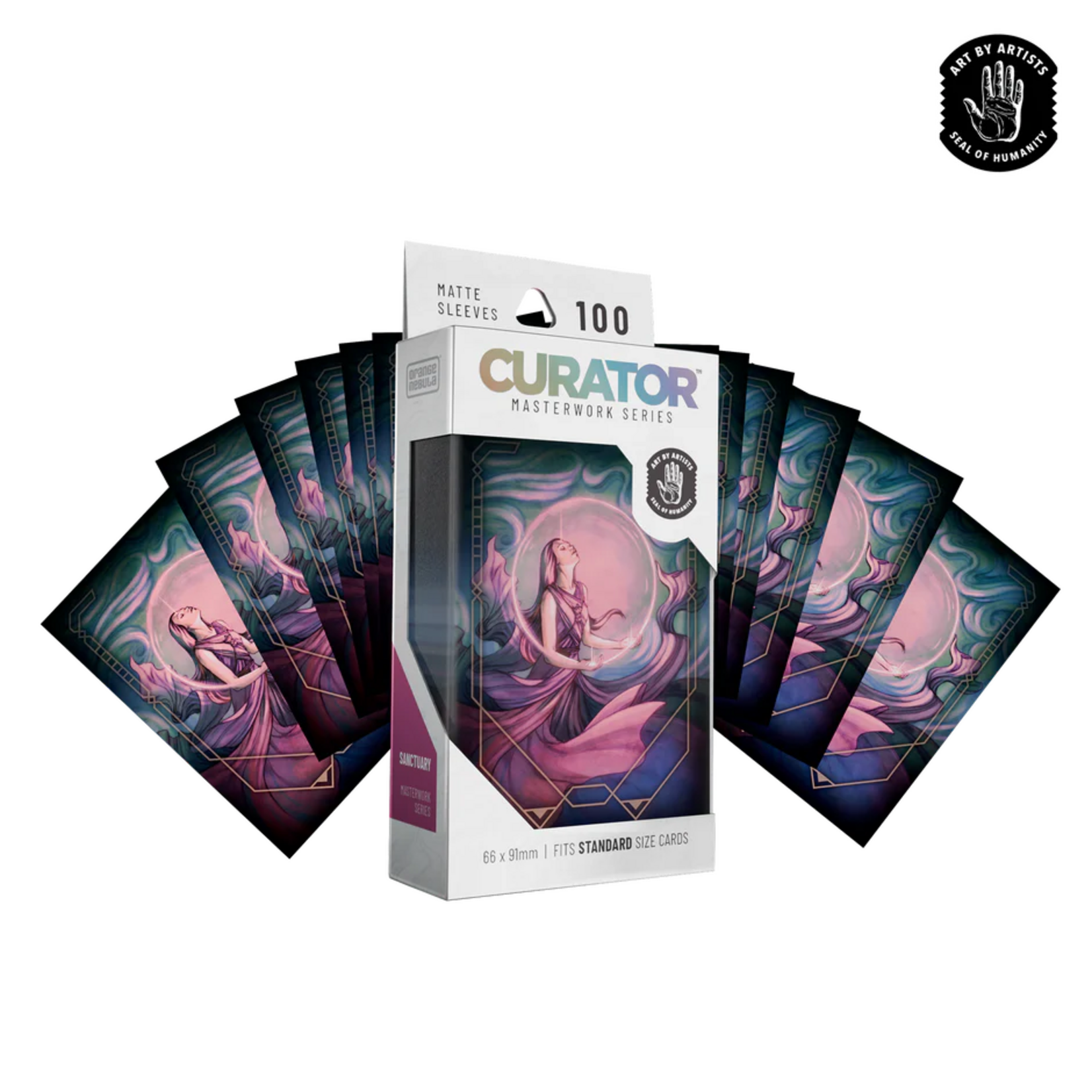 Orange Nebula Curator Masterworks Sleeves Sanctuary 100 ct