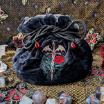 Fennek and Finch Vampire Plush Dice Bag Black and Dark Grey Embroidered Drawstring Pouch