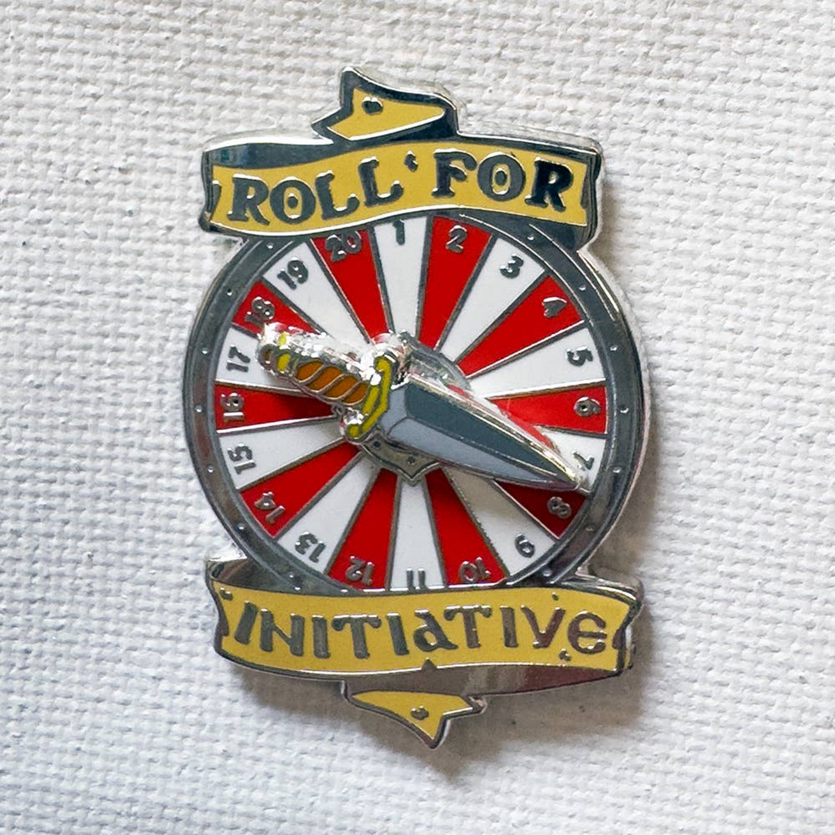 Strike Gently Co Roll For Initiative d20 Dagger Pin Deluxe Spinner