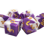 Old School Dice Old School Silicone Purple and White w/ Gold RPG Dice 7 die set
