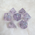 Fennek and Finch Lavender Moonbeam White w/ Pearl Shimmer Polyhedral 7 die set