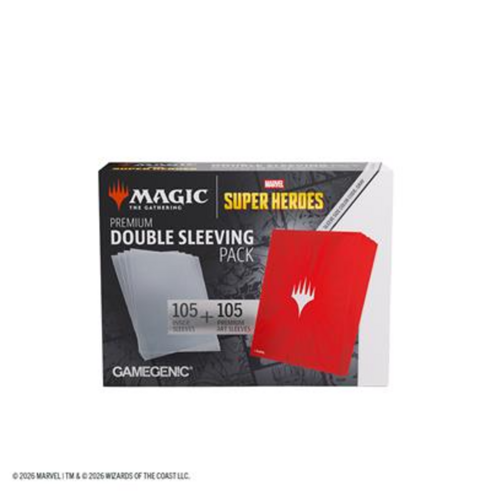 Gamegenic GameGenic Premium Double Sleeving Pack MTG Marvel Super Heroes Comic Burst Red 100 ct
