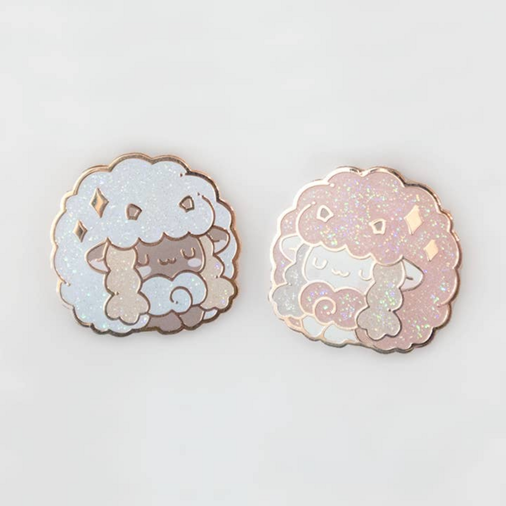 Xhilyn Pink Wooloo Pins Uwu Loo Enamel Pin Glitter White Wool