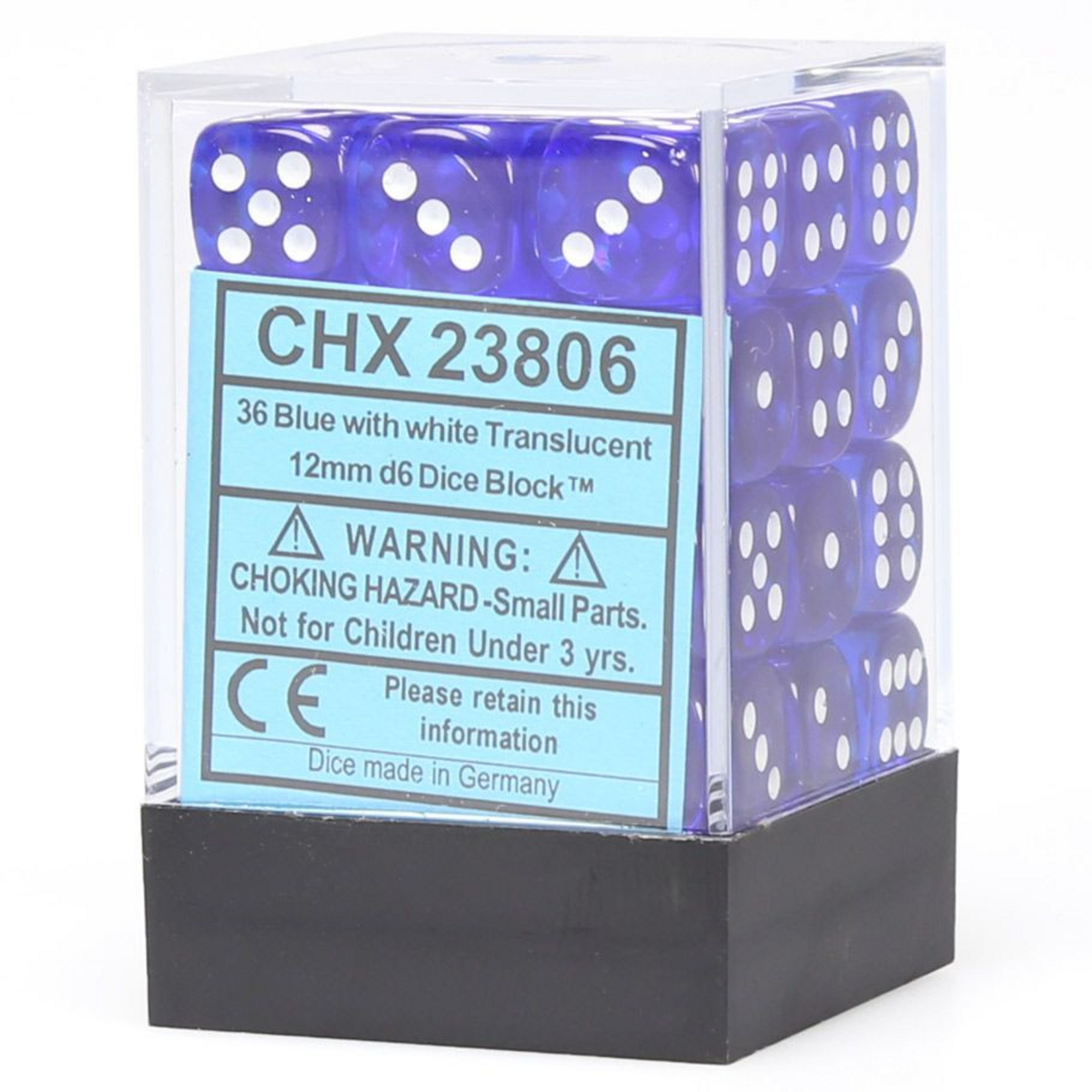 Chessex Chessex Translucent Blue w/ White d6 36 ct