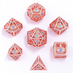 HYMGHO Hymgho Hollow Dragon's Eye Rose Gold w/ Aqua Blue Polyhedral 7 die set