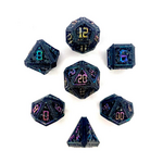 HYMGHO Hymgho Hollow Metal Necromancer Dice Set Black w/ Chromatic Polyhedral 7 die set