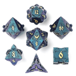 HYMGHO Hymgho Solid Metal Paladin Class Rpg Glitter Blue w/ Gold Polyhedral 7 die set