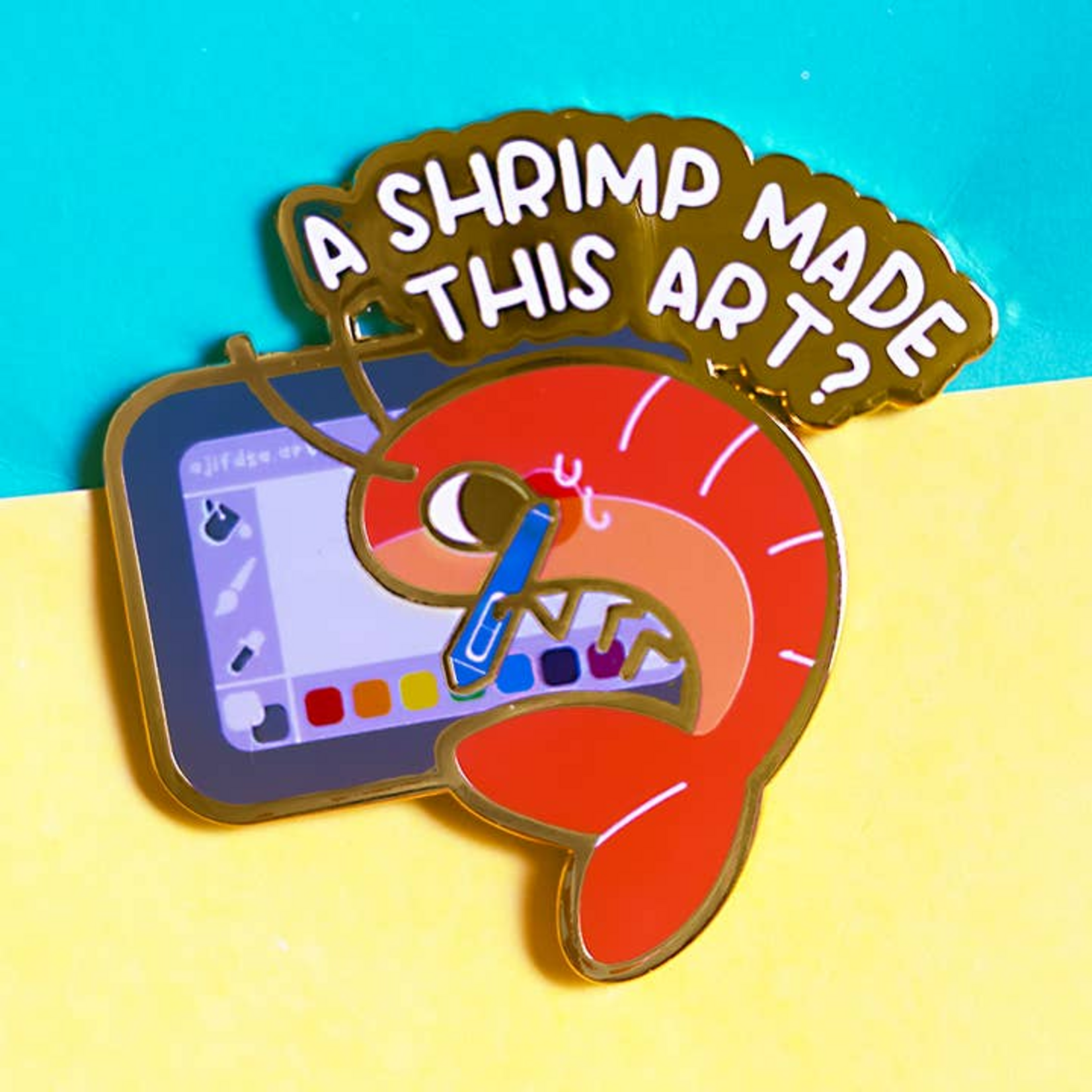 Fiveboos Inc A Shrimp Made This Art Enamel Pin