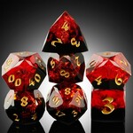 Dice Habit Faceted Sharp Edge Crimson Polyhedral 7 die set