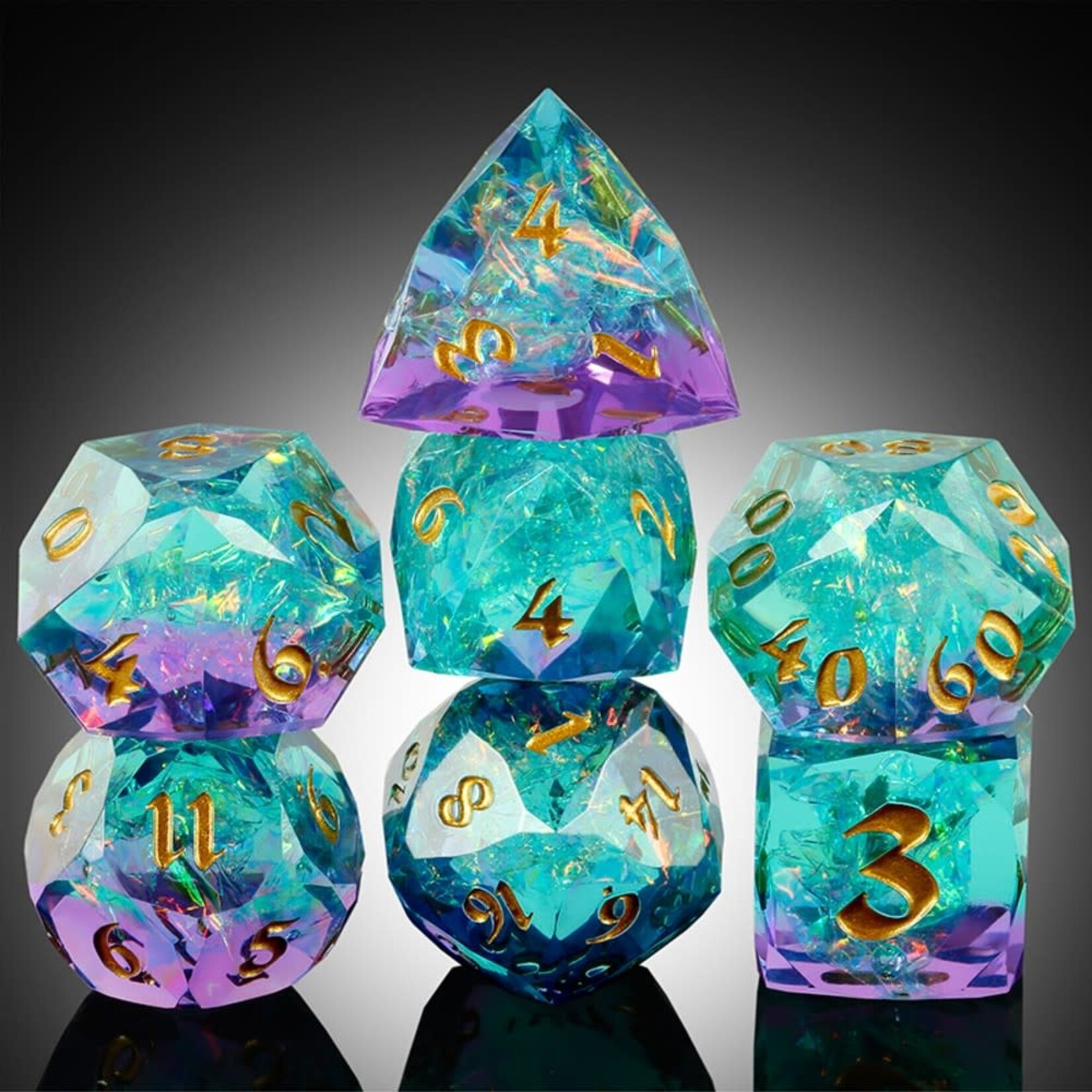 Dice Habit Faceted Sharp Edge Avalon Polyhedral 7 die set