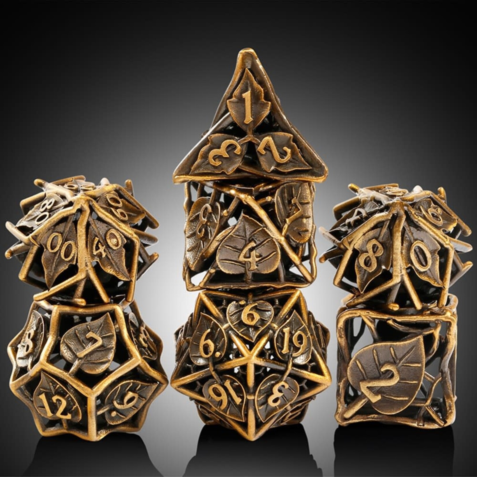 Dice Habit Hollow Vines Bronze Polyhedral 7 die set