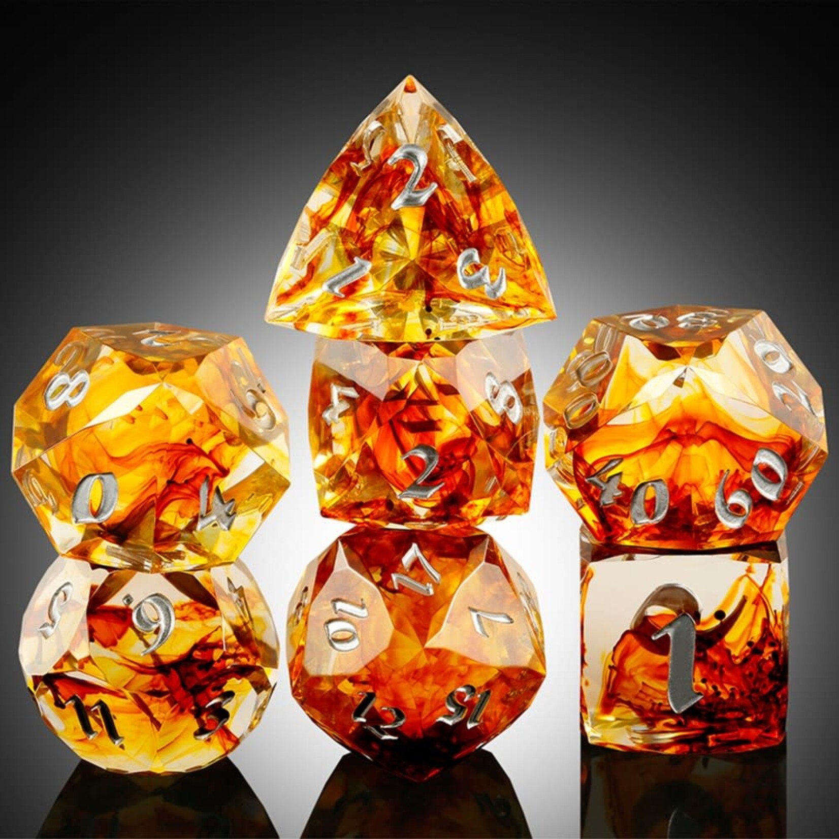 Dice Habit Faceted Sharp Edge Bourbon Polyhedral 7 die set