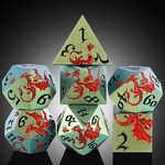 Dice Habit Dragon Crest Metal and Enamel Polyhedral 7 die set