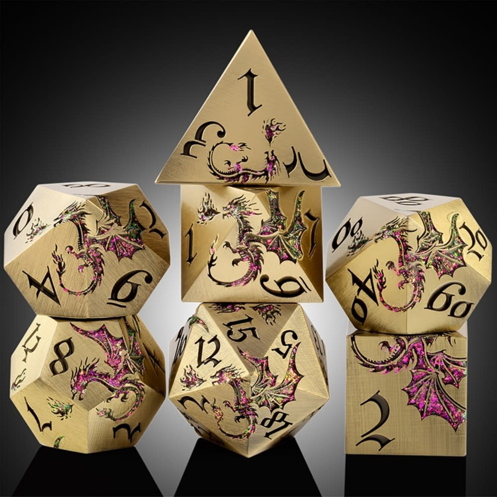 Dice Habit Dragon Mythic Metal and Enamel Polyhedral 7 die set