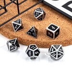 Dice Habit Shift Black Red w/ Silver Metal Polyhedral 7 die set