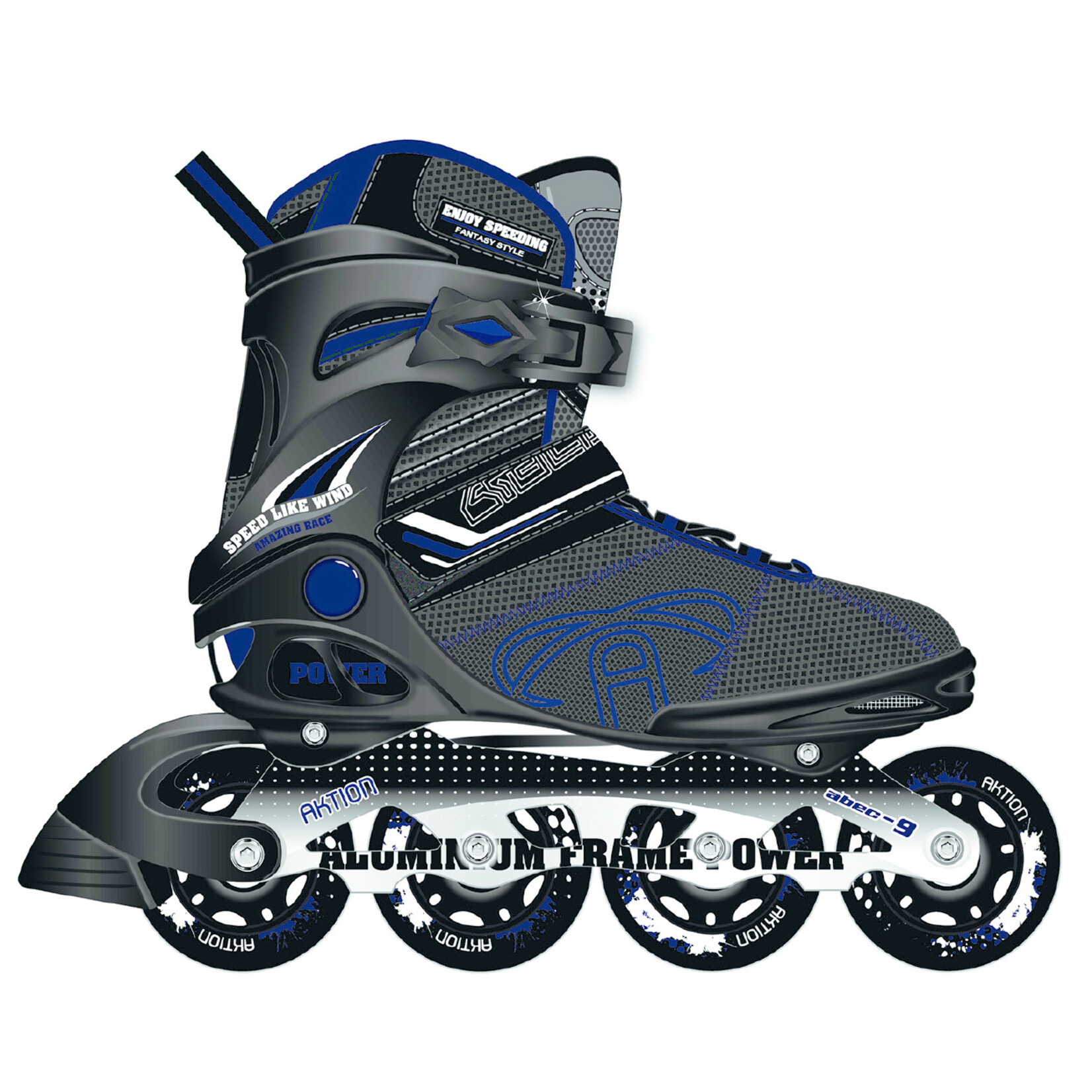 AKTION PATINS À ROUES ALIGNÉES NOIR BLEU