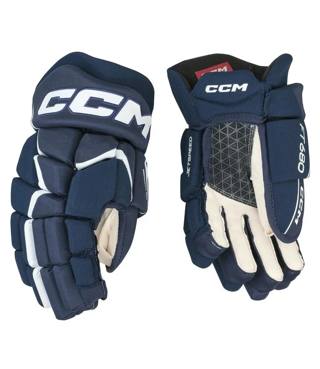 équipement Hockey Protection Mains Gants Hockey CCM Jetspeed FT680 Senior - Noir/rouge/blanc, Protection Renforcée, Coupe Ajustée Gants Compétition Léger