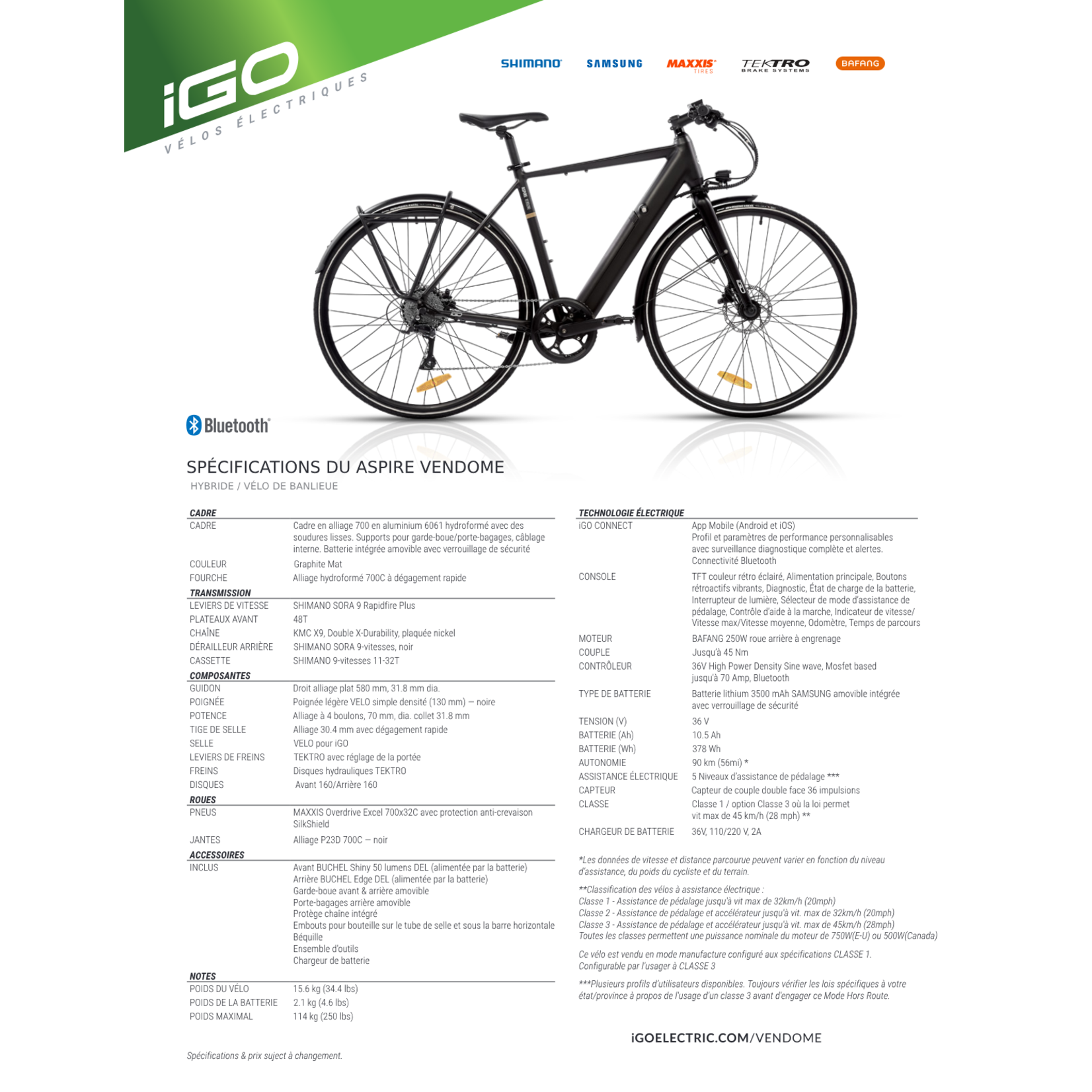 IGO ASPIRE VENDOME E-BIKE BLACK SMALL/MEDIUM