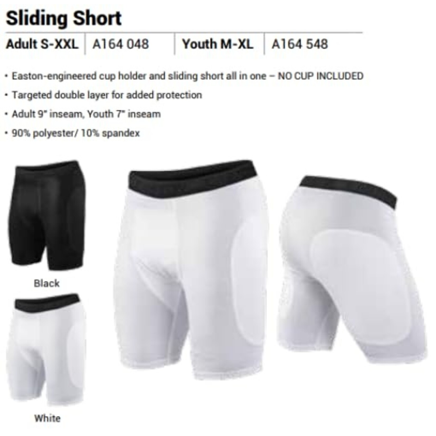 EASTON (CANADA) EASTON SLIDING SHORT YOUTH WHITE L