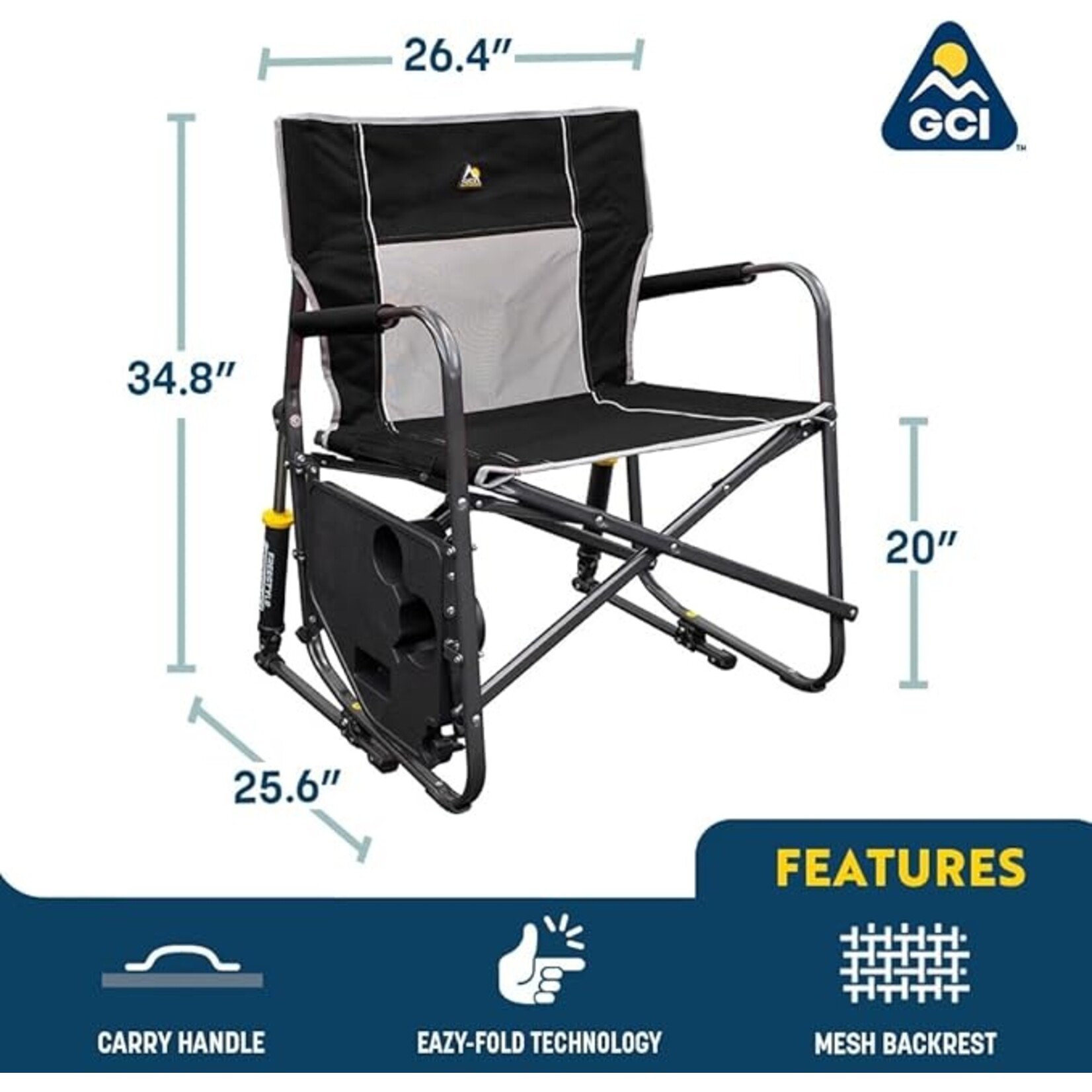 GCI OUTDOOR CHAIR FREESTYLE ROCKER XL AVEC TABLETTE