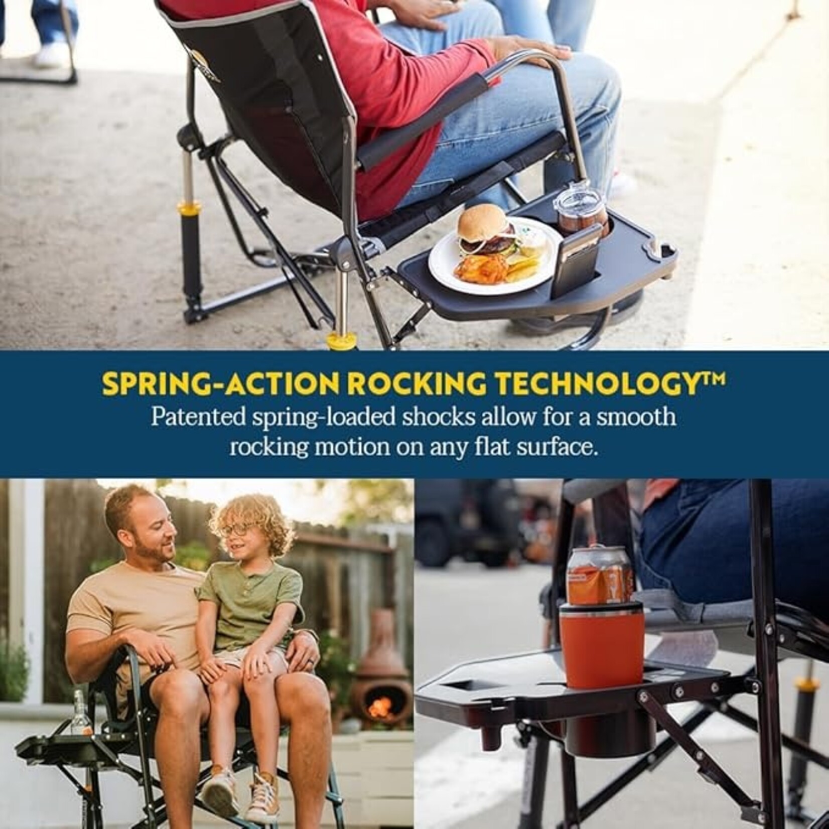 GCI OUTDOOR CHAISE FREESTYLE ROCKER XL AVEC TABLE DE CÔTÉ ROUGE