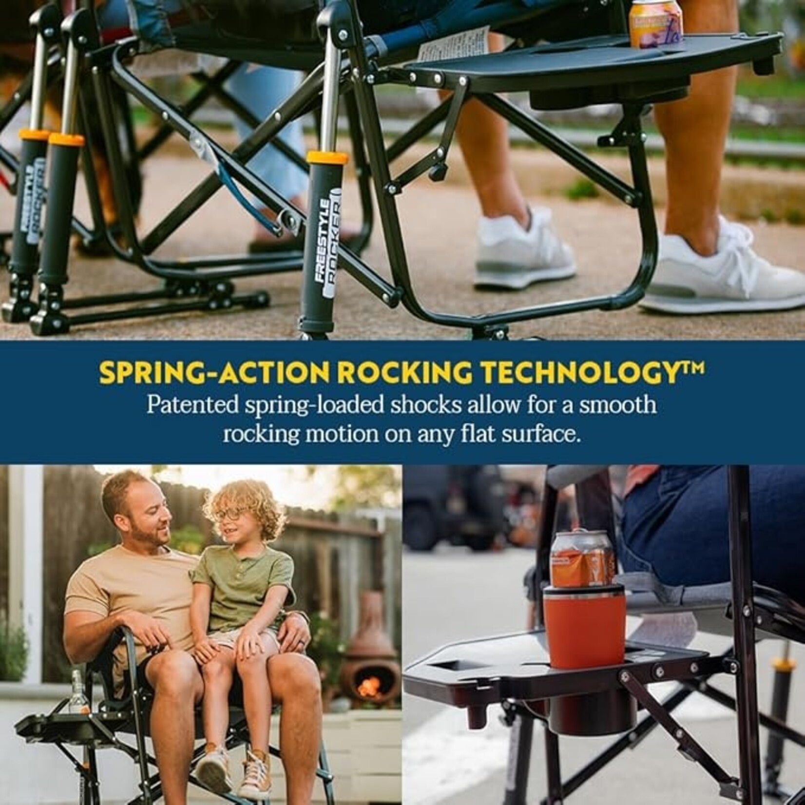 GCI OUTDOOR FREESTYLE ROCKER WITH SIDE TABLE BLEU