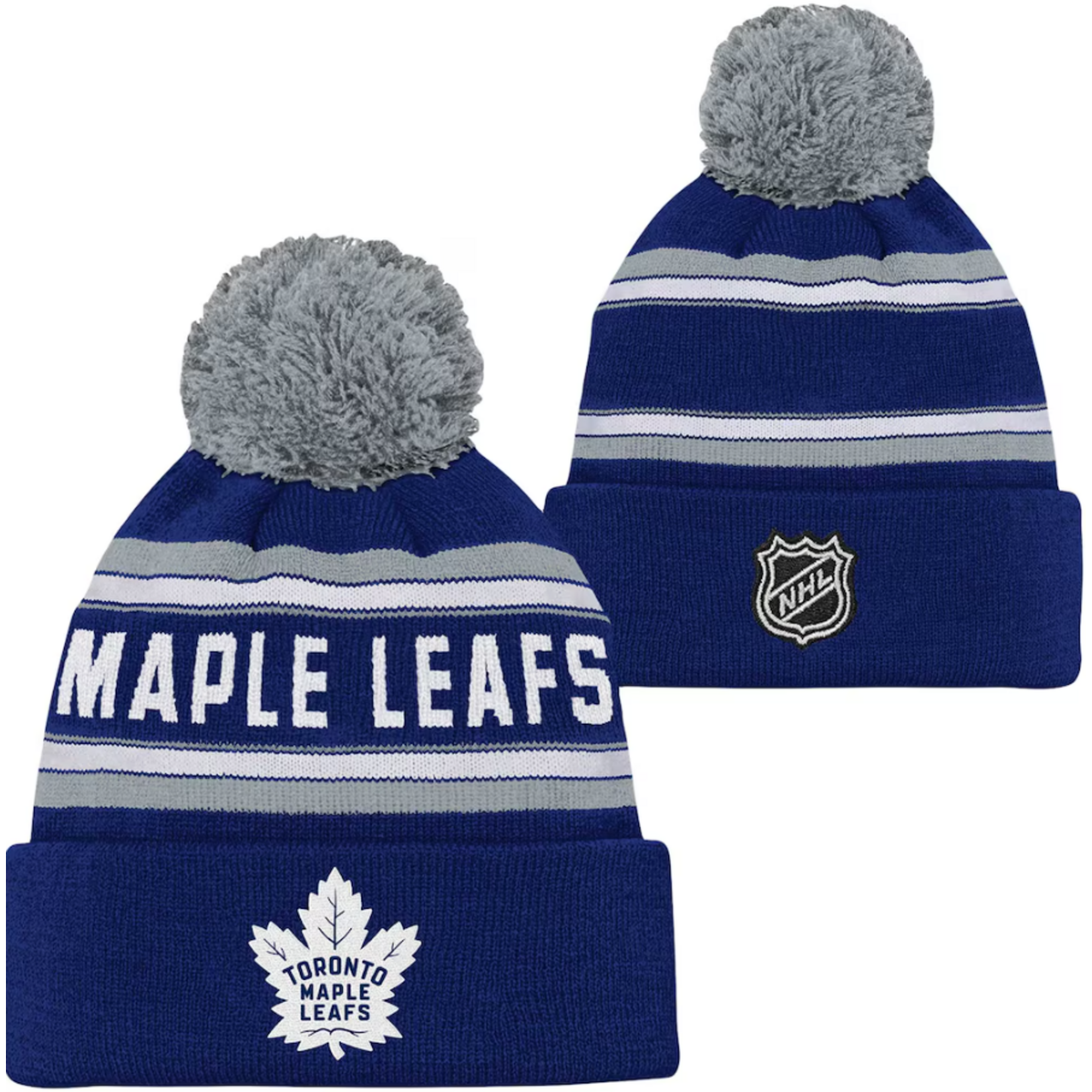 NHL JACQUARD CUFFED KNIT WITH POM YOUTH TORONTO MAPLE LEAFS