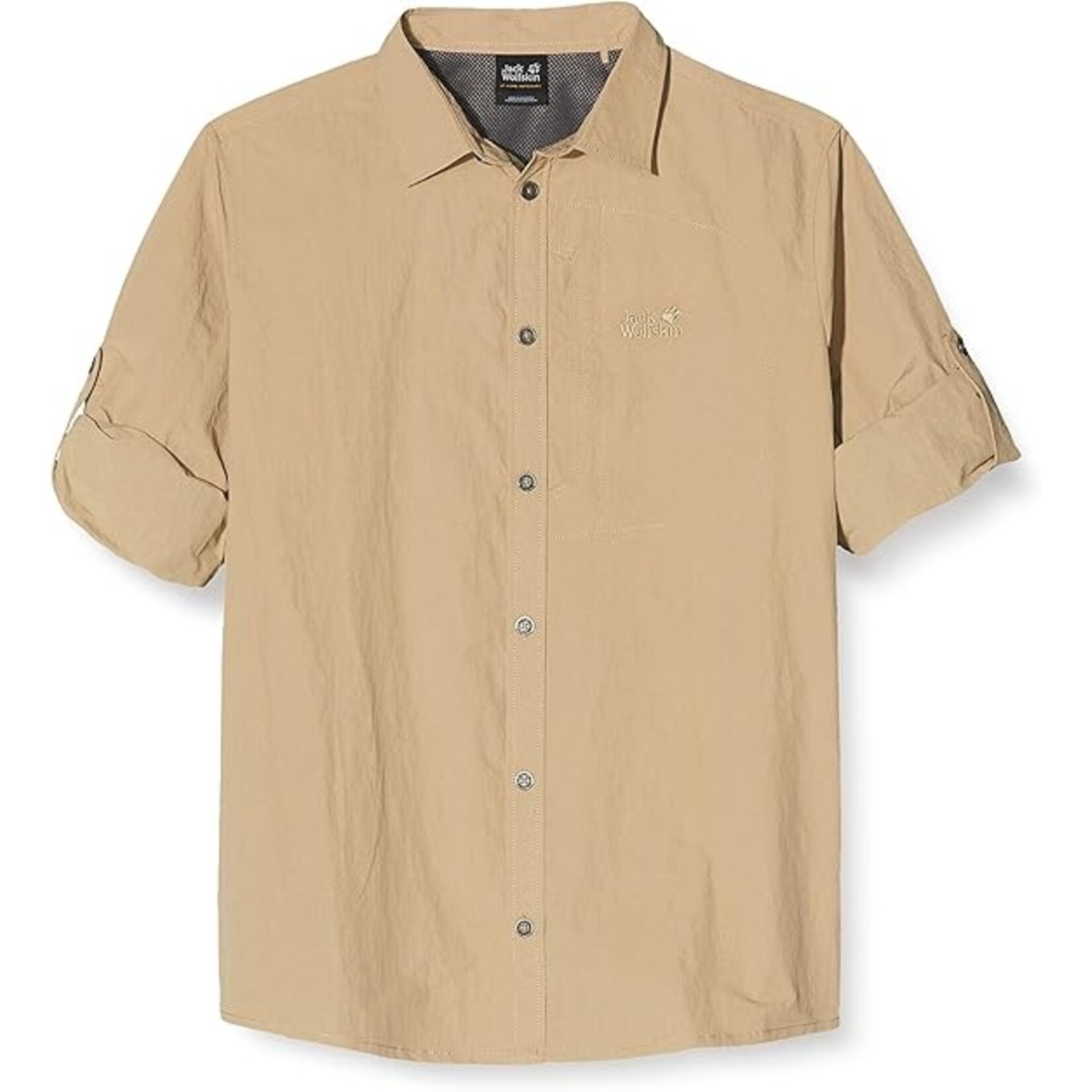 JACK WOLFSKIN LAKESIDE ROLL-UP SHIRT MEN SAND DUNE SMALL