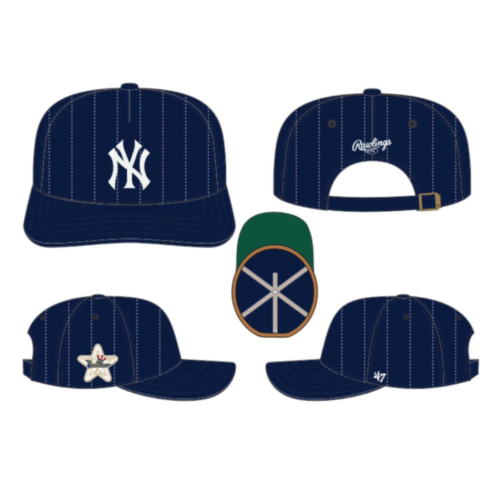 47 BRAND 47 CASQUETTE MLB RAWLINGS PINSTRIPE 47 HITCH MLB-10 NEW YORK YANKEES OSFA