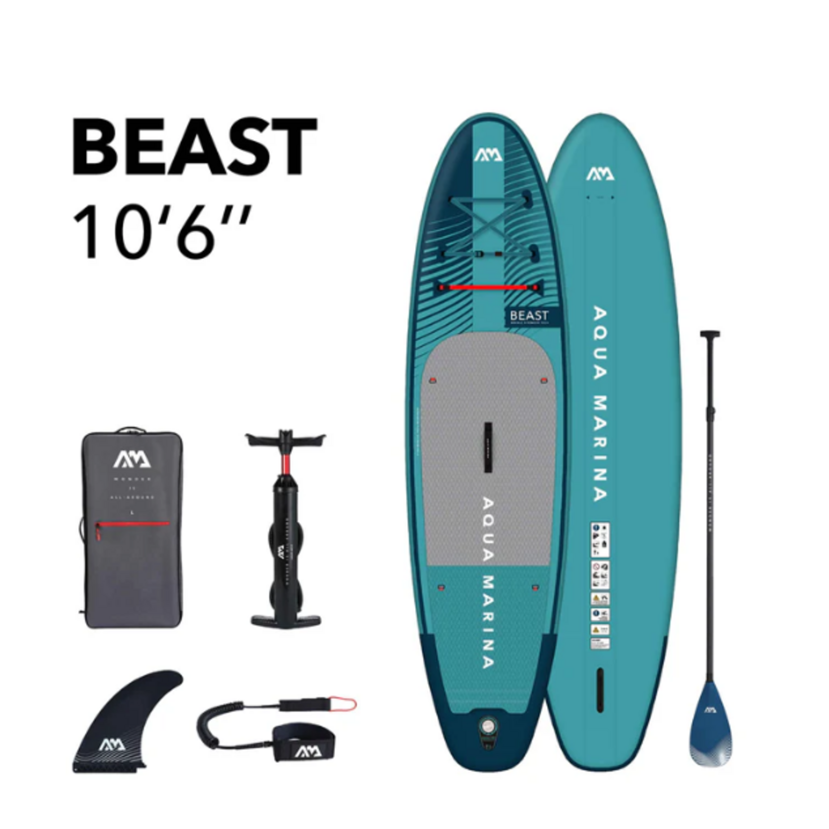 AQUA MARINA AQUAMARINA  BEAST ( AQUA SPLASH) ISUP POLYVALENT AVANCÉ  10,5' AVEC PAGAIE HYVRIDE CARBONE/FIBRE DE VERRE PASTEL ET LEASH EN SPIRALE