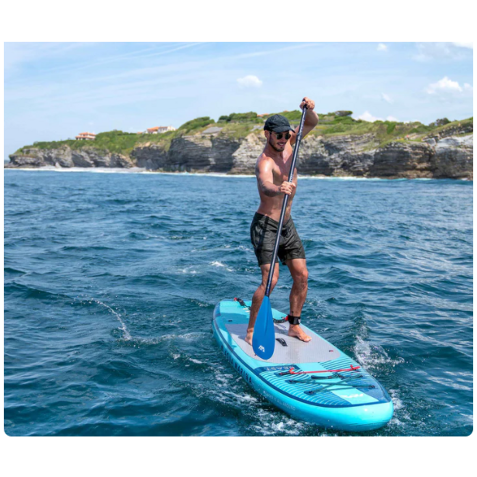 AQUA MARINA AQUAMARINA  BEAST ( AQUA SPLASH) ISUP POLYVALENT AVANCÉ  10,5' AVEC PAGAIE HYVRIDE CARBONE/FIBRE DE VERRE PASTEL ET LEASH EN SPIRALE