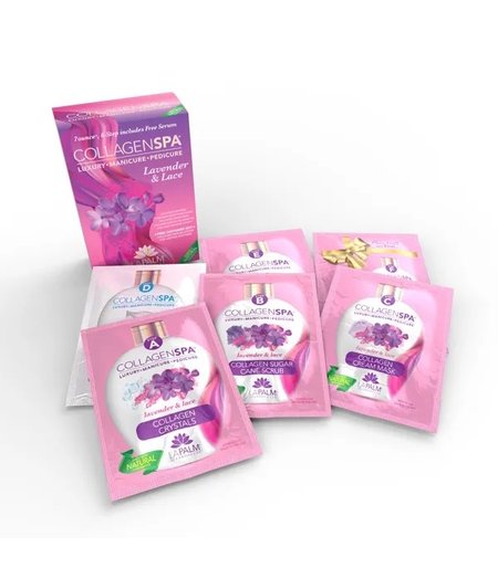 LA PALM COLLAGEN SPA LUXURY MANI & PEDI 6-STEP IN A BOX (LAVENDER & LACE)