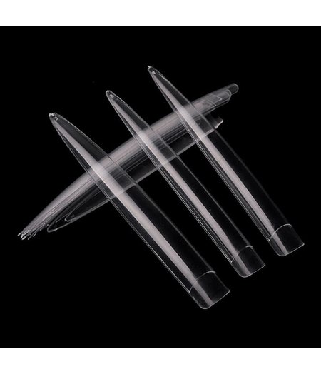 NAIL TIP EXTRA LONG CLEAR STILETTO - 10 PCS