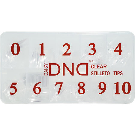 DND DND | CLEAR STILETTO TIPS BOX SIZE 0 to 10 (550 PCS)