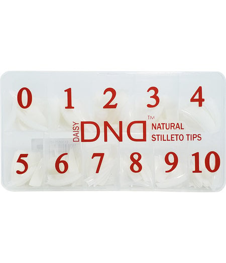 DND DND | NATURAL STILETTO TIPS BOX SIZE 0 to 10 (550 PCS)