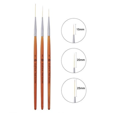 EZFLOW 3 pcs NAIL ART BRUSH SET - WOODEN HANDLE