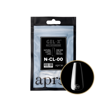 APRES APRES - GEL X TIPS REFILL BAGS - NATURAL COFFIN LONG (50pcs)