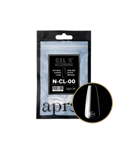 APRES APRES - GEL X TIPS REFILL BAGS - NATURAL COFFIN LONG (50pcs)