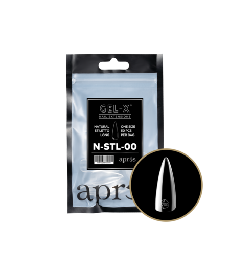 APRES APRES - GEL X TIPS REFILL BAGS - NATURAL STILETTO LONG (50pcs)